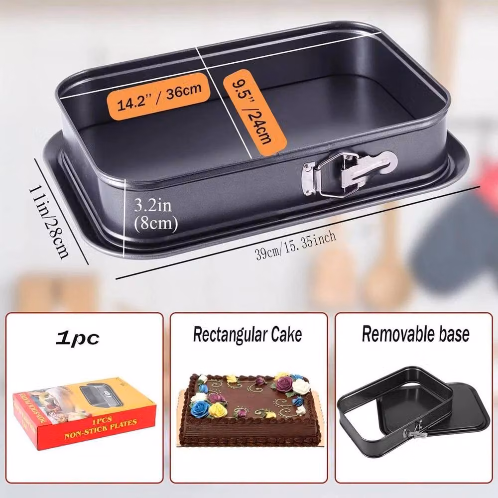 Havendro Non-Stick Rectangular Springform Cake Tin in Black – 2