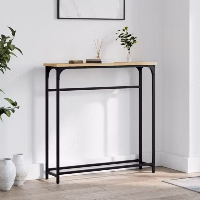 Berkfield Home Sonoma Oak Console Table, Brown, W/D/H: 75 x 19.5 x 75 cm
