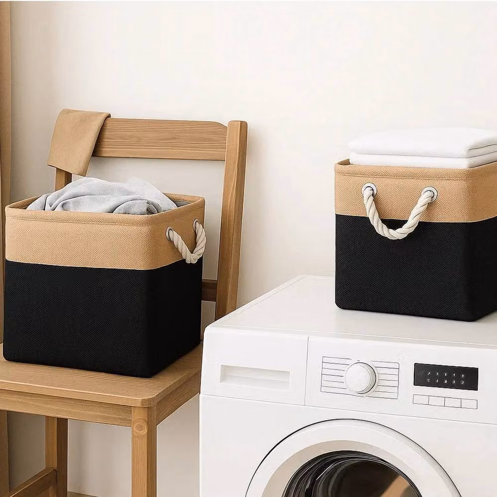 Havendro 4-Pack Fabric Cube Storage Bins with Handles in Black – 5