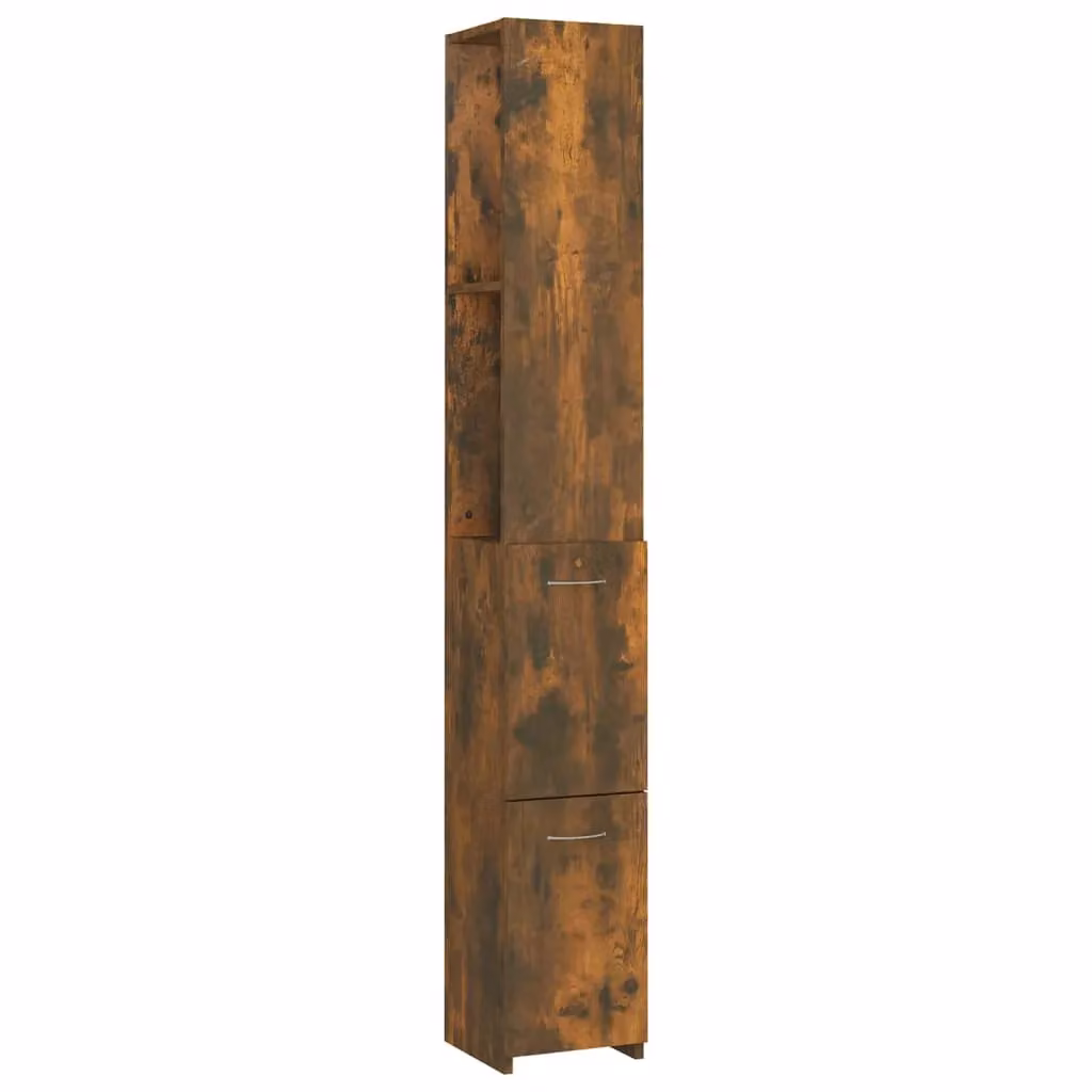 Berkfield Home Smoked Oak Bathroom Cabinet, Brown, W/D/H: 25 x 26.5 x 170 cm – 2