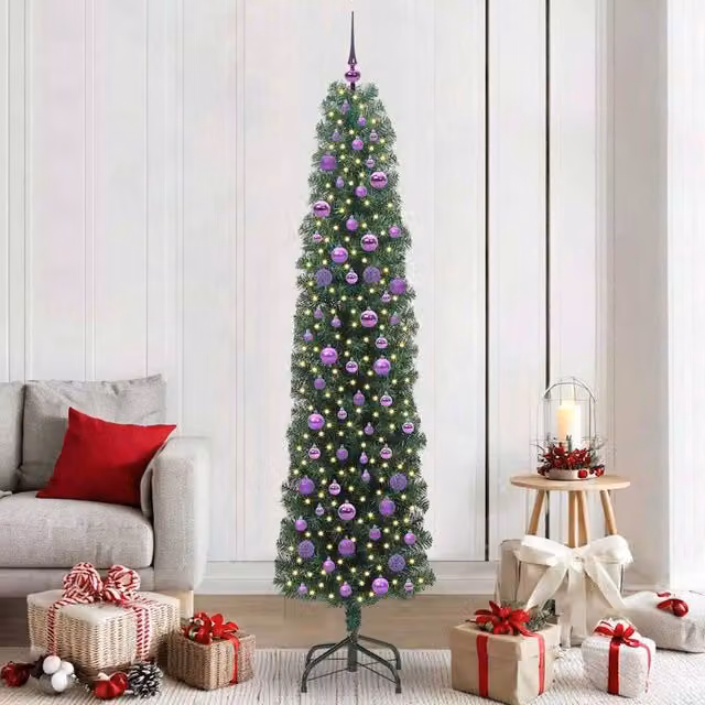 Berkfield Home Artificial Green Christmas Tree with 300 Warm White LEDs and Stand, Height: 210 cm