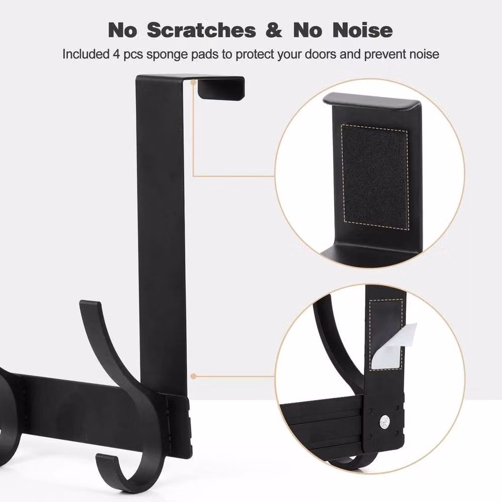 FLAVORA Over The Door Hanger 6 Hook Metal Clothes Coat Jacket Rack in Black, Width: 50 cm – 5