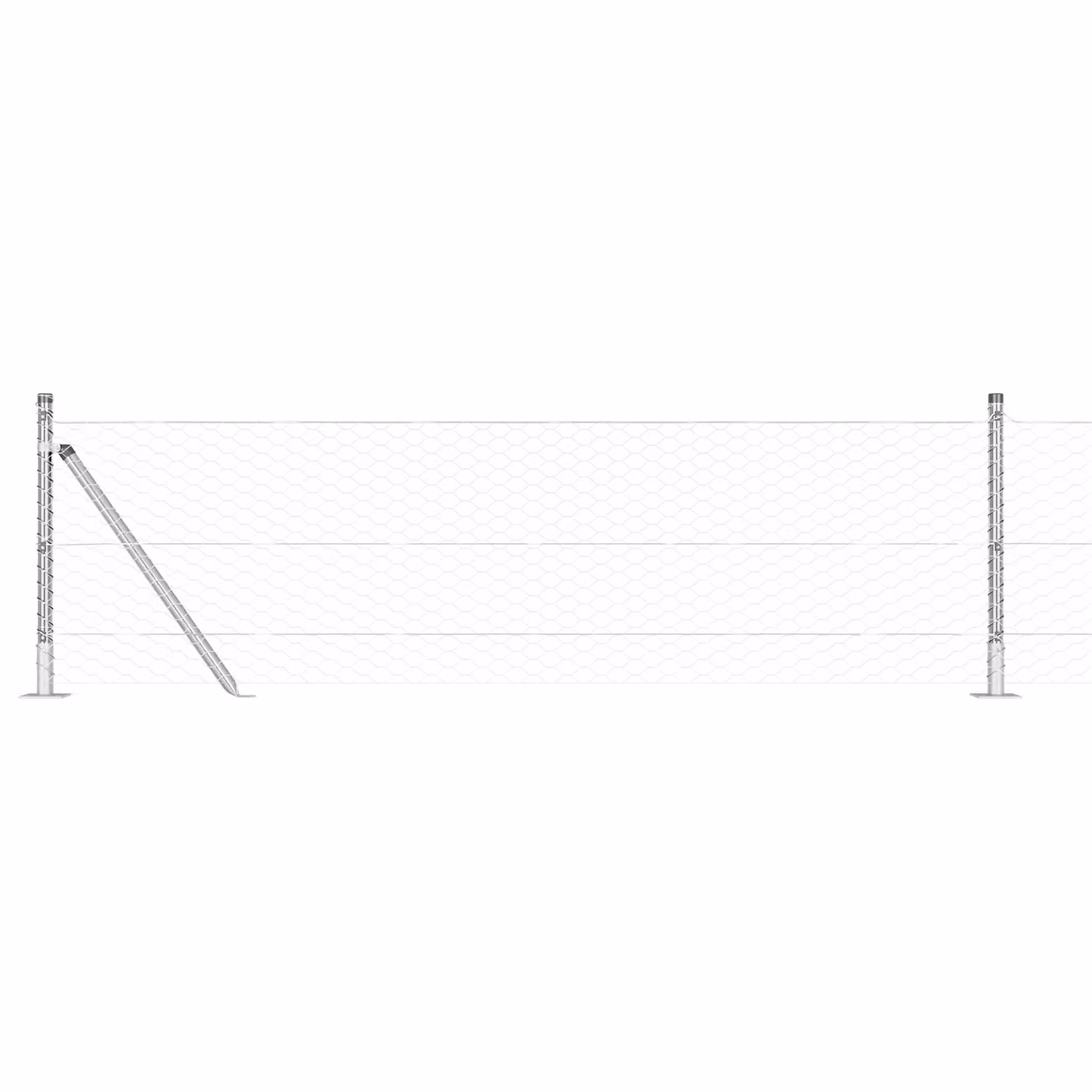 Berkfield Home Hexagon Fence with 11 Flanged Posts, Galvanised Steel, Silver/Grey, 0.5 x 25 m – 2