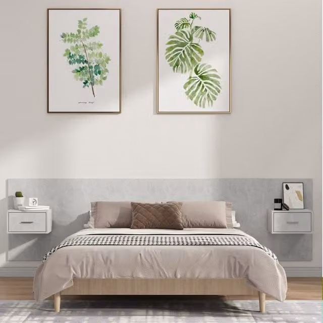 Berkfield Home Bed Headboard with Cabinets in Concrete Grey Engineered Wood