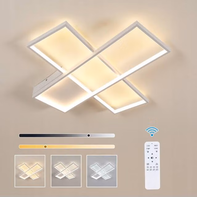 COMELY Dimmable LED Rectangular Ceiling Light with Remote Control, White, W: 64 cm