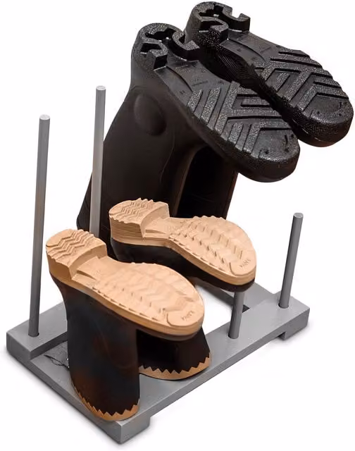 LIVIVO Grey Wooden and Metal Wellington and Walking Boot Storage Rack for Four Pairs