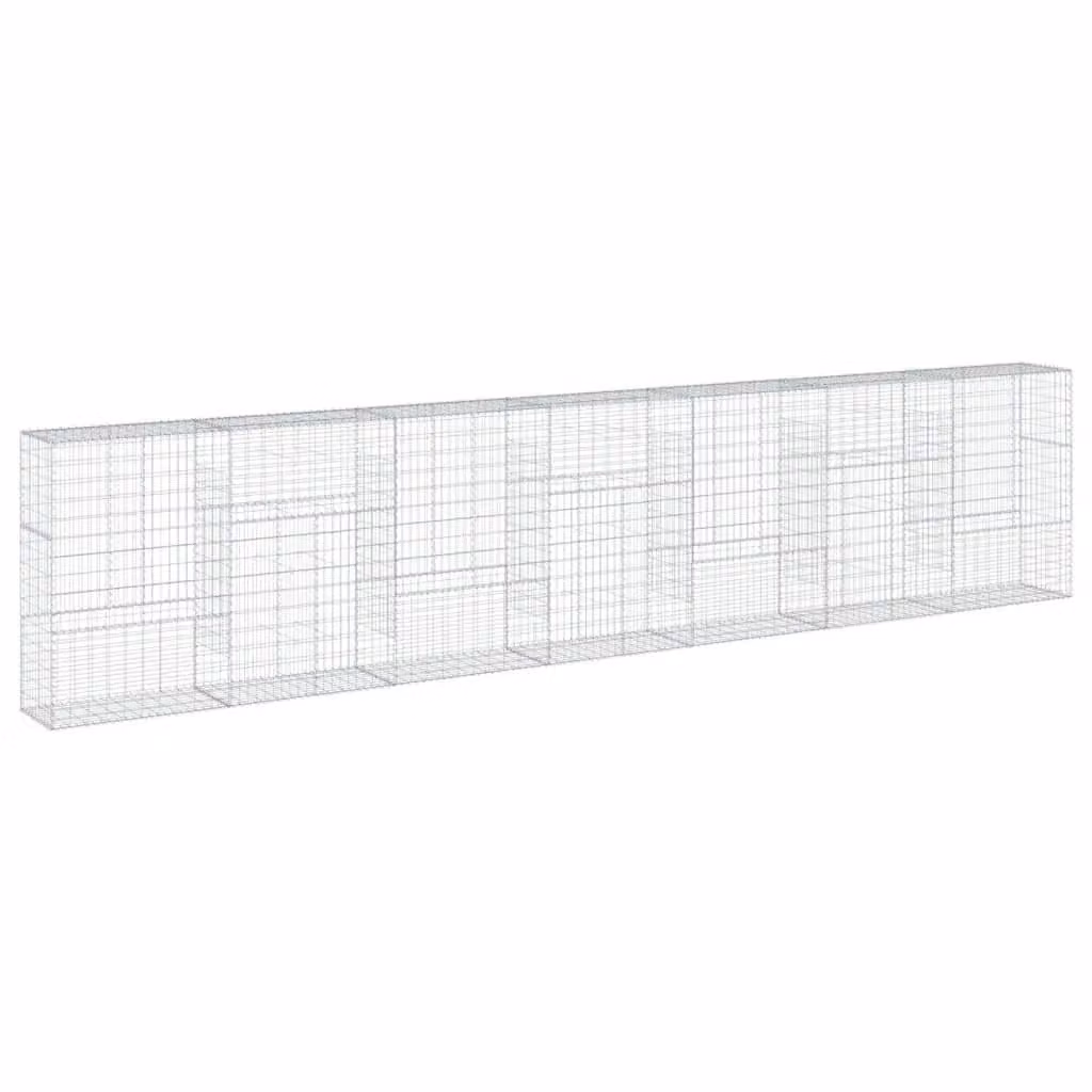 Berkfield Home Silver Galvanised Steel Gabion Basket with Cover, W/D/H: 700 x 50 x 150 cm – 2