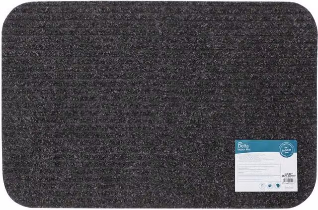 JVL Delta Rectangular Brushing Door Mat, Anthracite Grey, W: 40 cm, D: 60 cm – 1