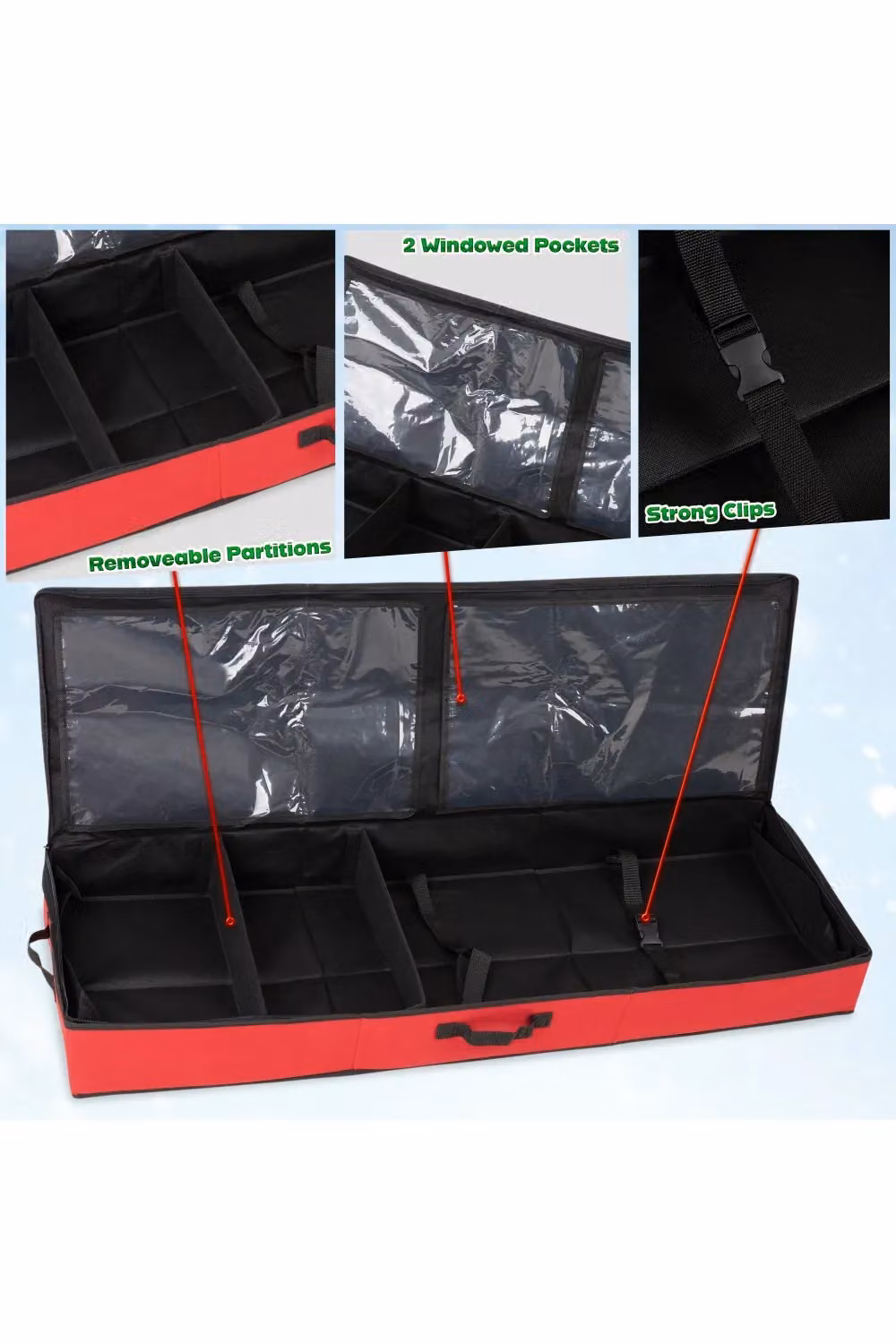 Deco Express Christmas Tree Storage Bag in Red, W/D/H: 100 x 35 x 10 cm – 7