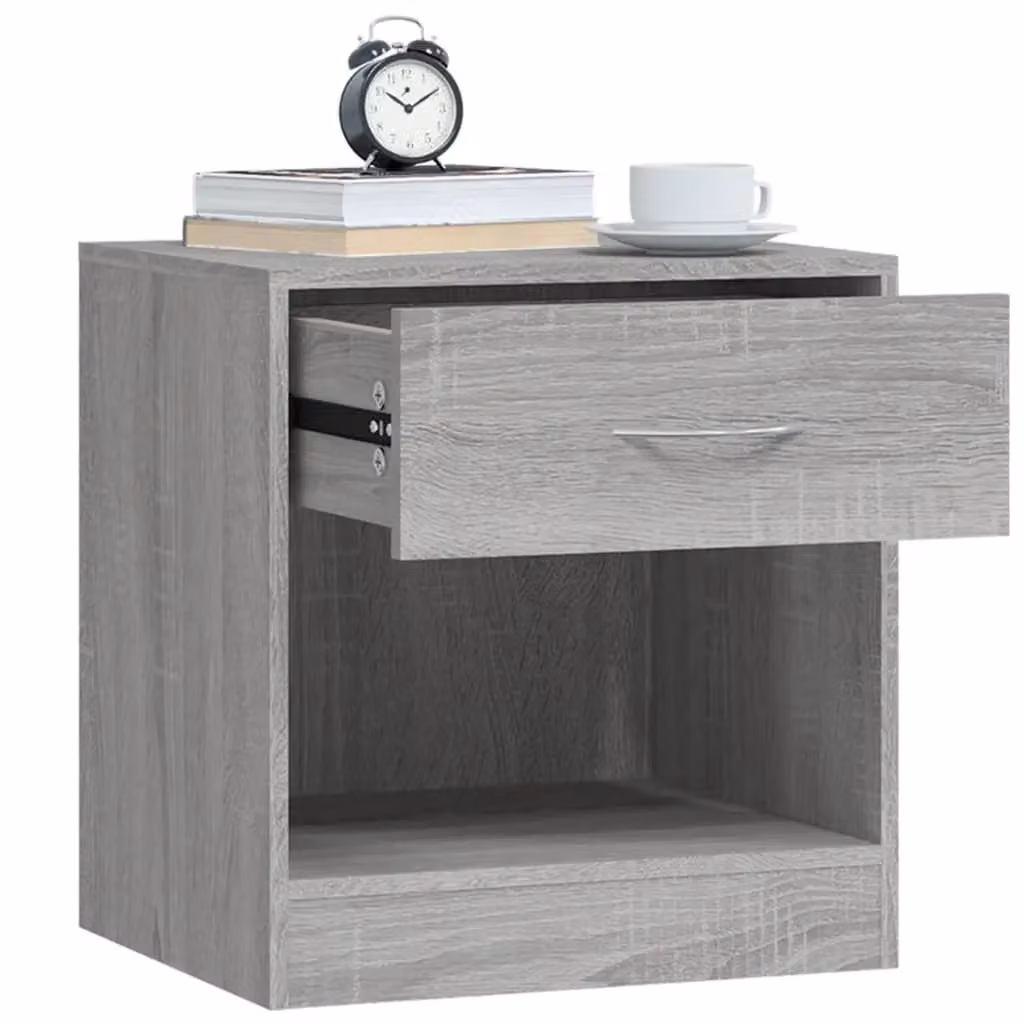 Berkfield Home Set of 2 Bedside Cabinets with Drawer in Grey Sonoma – 3