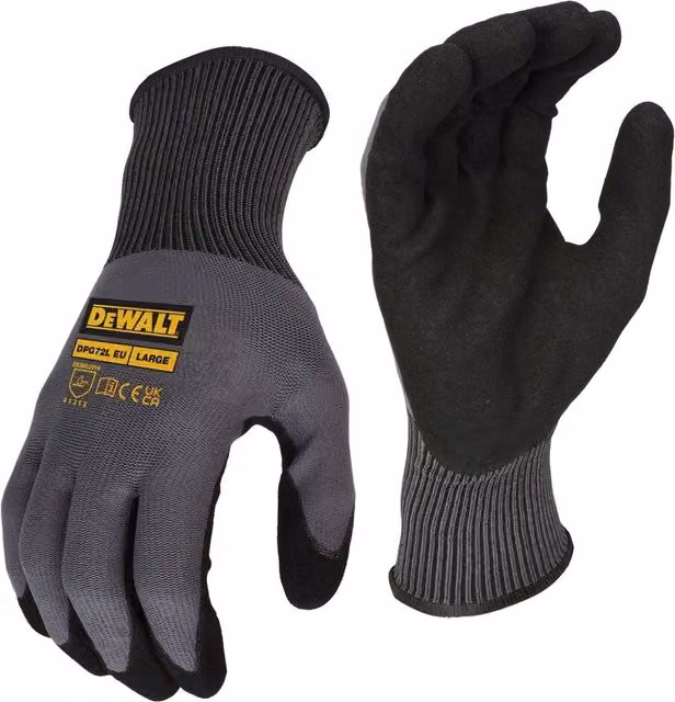 DeWalt Coated Grip Nylon Gloves, Grey and Multicolour, Size L (9)