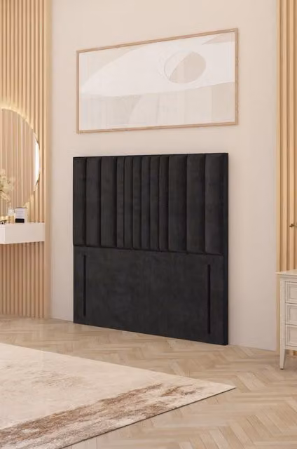 Somnior Alexas Single Floor Standing Headboard in Black Plush Velvet
