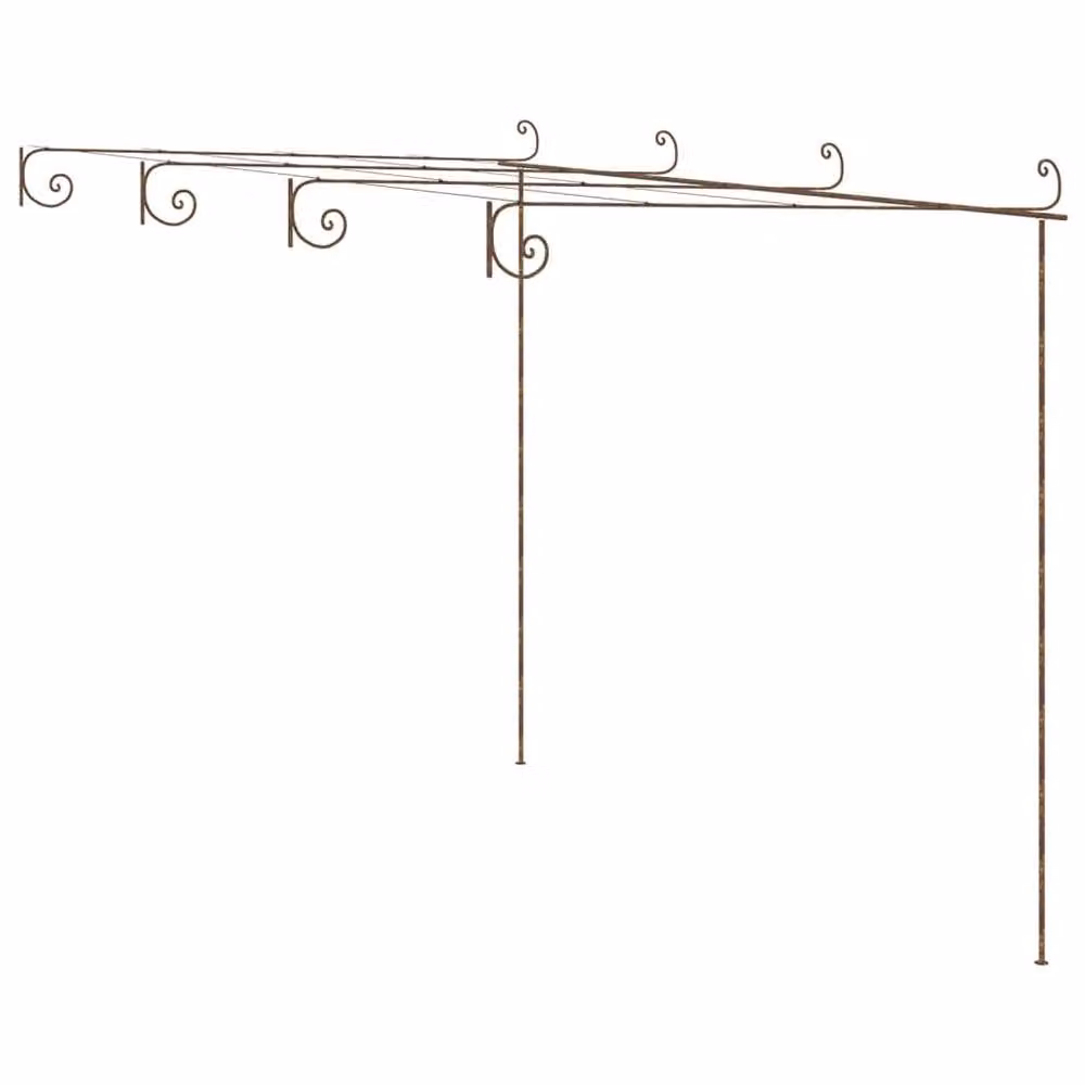 Berkfield Home Garden Antique Brown Metal Pent Lean-to Pergola, W: 400 cm, D: 300 cm, H: 250 cm