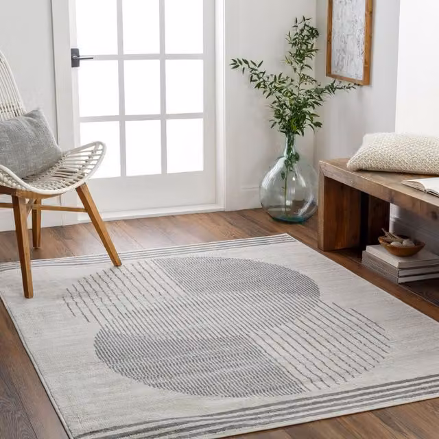 Livabliss Florensa Geometric Modern Rug in Mid Grey, Brown, and Blue, W: 200 cm, D: 275 cm