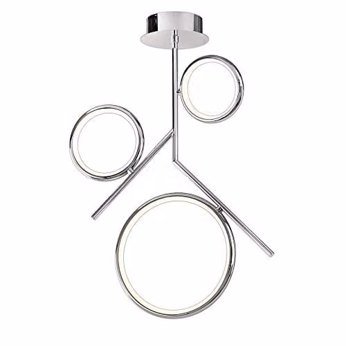 Netlighting Olimpia LED Ceiling Light, 36W, 3000K Warm White, 2700lm, Chrome and Grey, IP20