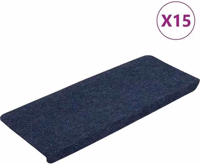 Berkfield Home Self-adhesive Non-slip Stair Mats, 15 Pieces, Blue, W: 65 cm, D: 24.5 cm, H: 3.5 cm