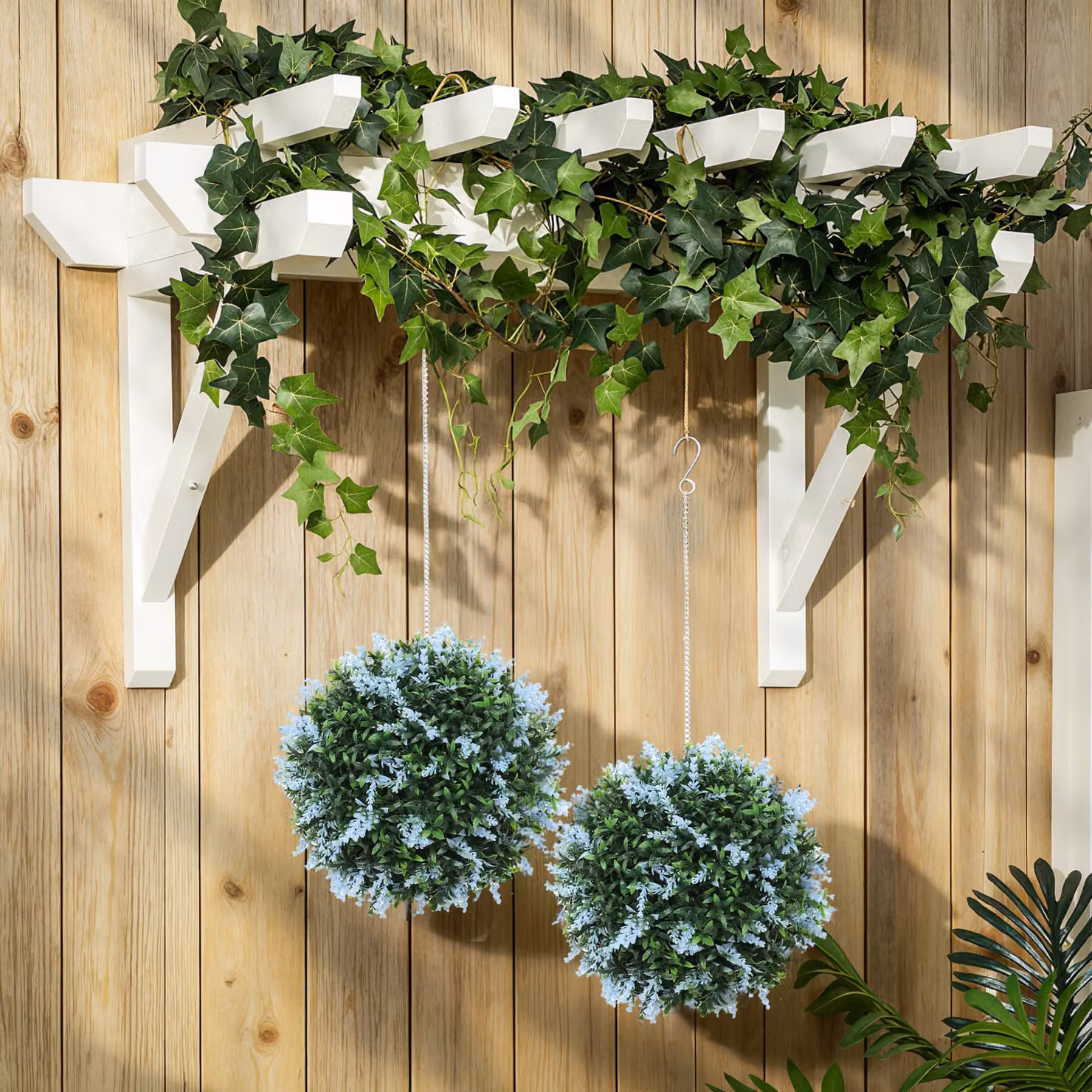 HOMCOM Set of 2 Blue Artificial Round Topiary Plant Balls with UV Protection – 5