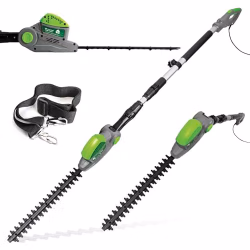 Gracious Gardens 550W Electric Long Reach Reciprocating Hedge Trimmer with 45cm Blade in Grey and Green