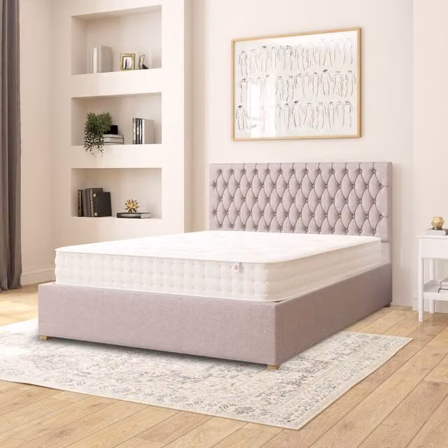 Aspire Monroe Upholstered Fabric Ottoman Storage Bed in Grey, W/D/H: 180 x 200 cm