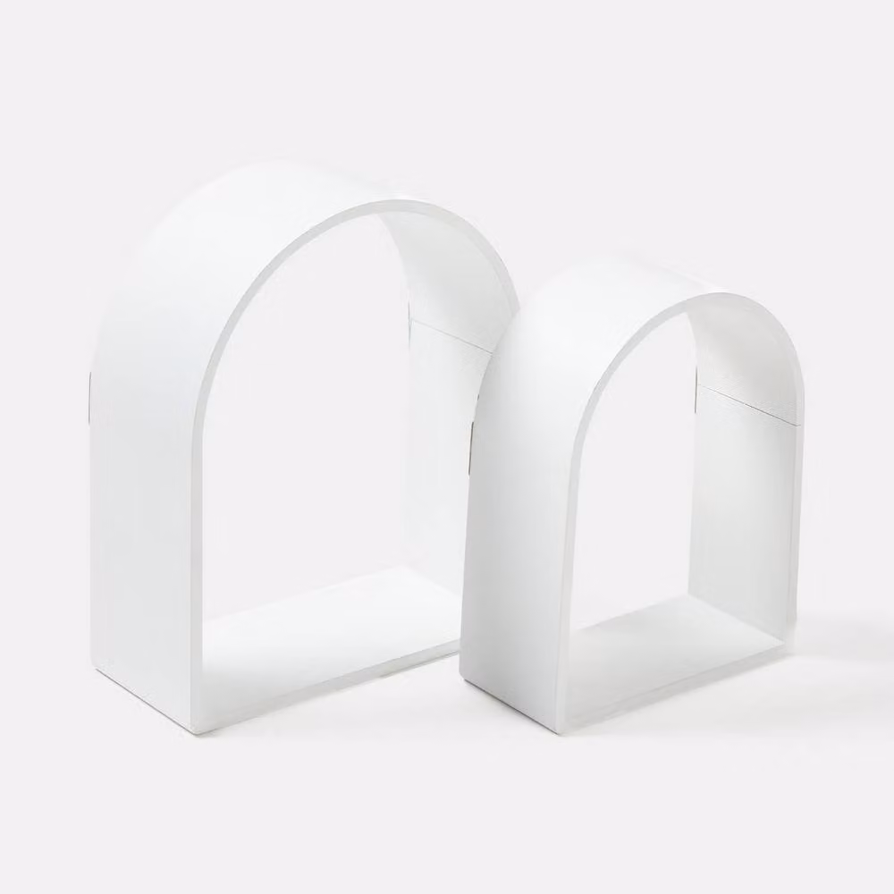OHS 2 Pack Arched Floating Wall Mounted Display Shelves in White – 2