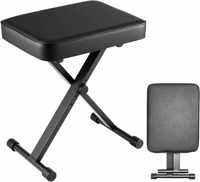 VOGREX X-Style Adjustable Folding Piano Keyboard Stool in Black – 1
