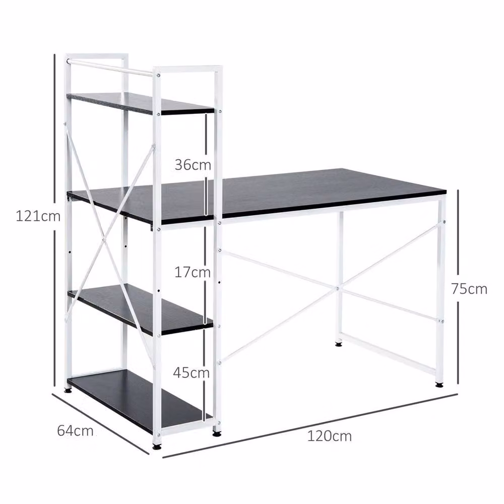 HOMCOM Modern Black Computer Desk for Home Office and Living Room – 2