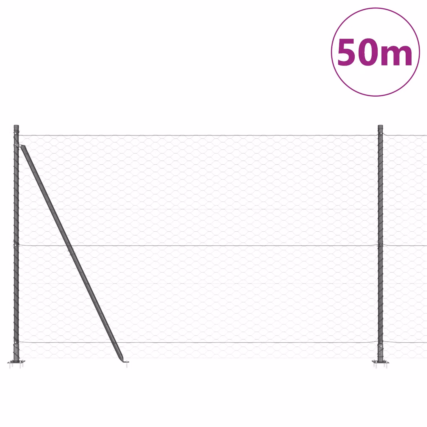 Berkfield Home Grey Steel Hexagon Fence, 4 x 50 m – 2