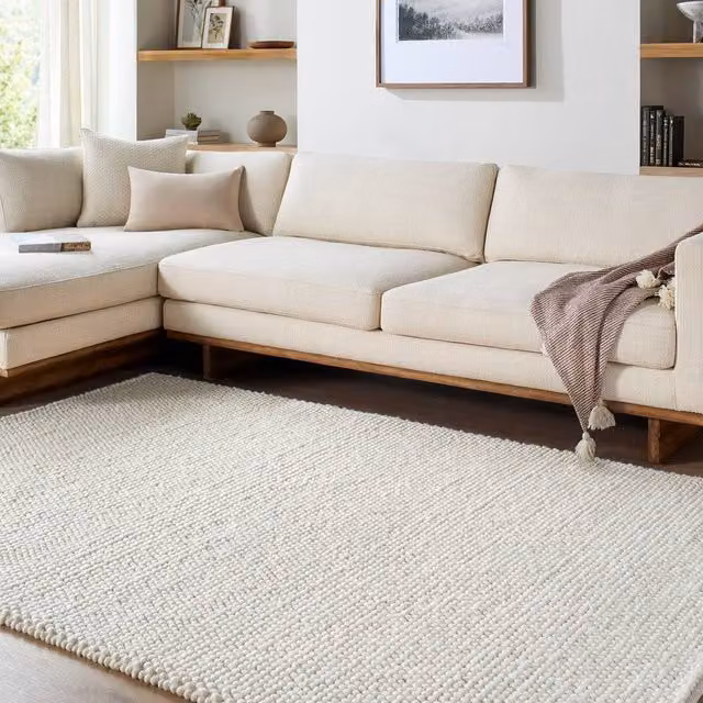 Livabliss Hazar Hand Woven Wool Living Room Rug in Cream and Beige, W: 185 cm, L: 275 cm