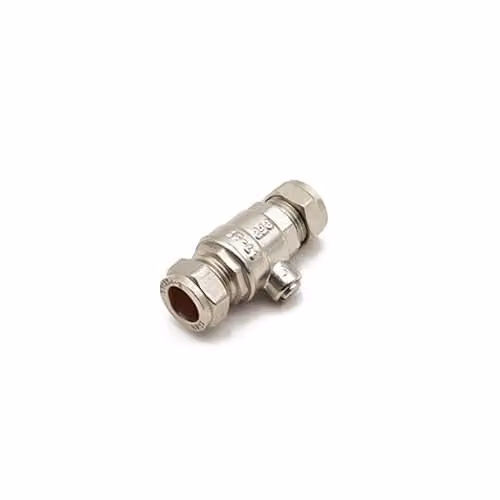 McAlpine Straight 15mm Full Flow Isolation Valve in Silver Chrome