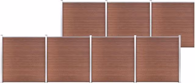 Berkfield Home Brown WPC and Aluminium Garden Fence, W: 1218 cm, H: 186 cm