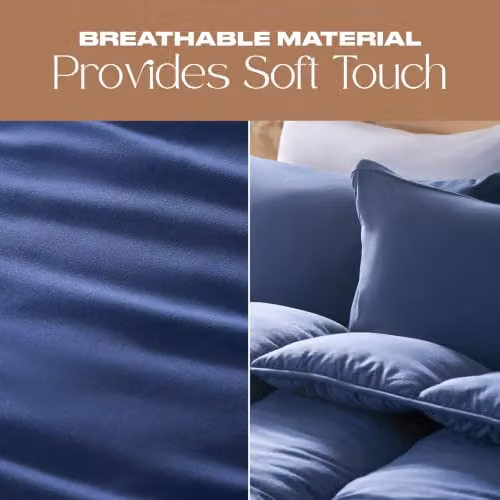 OHS Double Coverless Duvet and Pillowcase Set, 10.5 Tog, Blue Microfibre, W/D/H: 200 x 200 cm – 2
