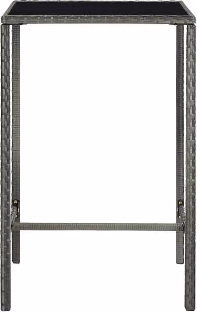 Berkfield Home Grey Poly Rattan and Glass Garden Bar Table, W/D/H: 70 x 70 x 110 cm – 1