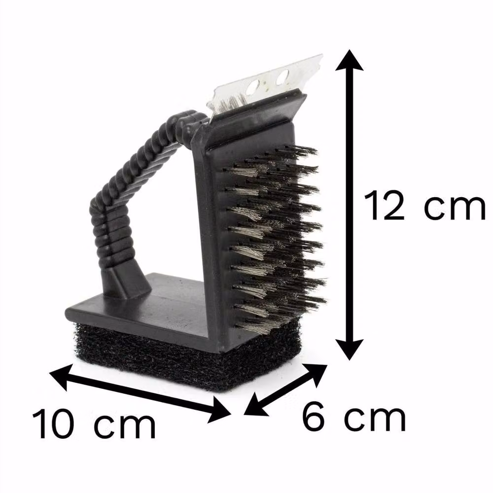 SPETLEK 3-in-1 Metal BBQ Barbecue Grill Cleaner Brush with Scraper, Black and Steel, W/D/H: 12.0 x 6.0 x 3.0 cm – 2