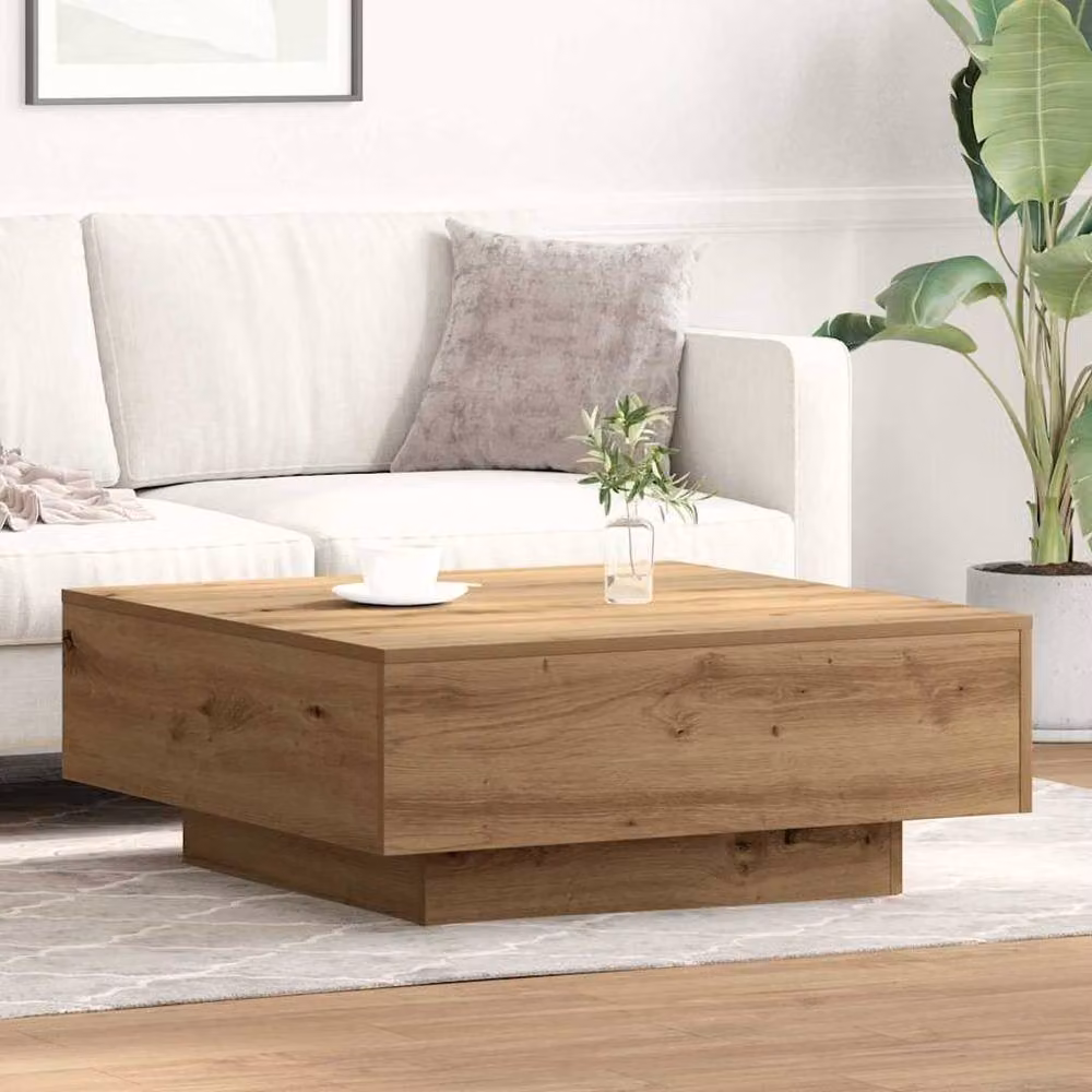 Berkfield Home Soft Artisan Oak Coffee Table in Brown, W/D/H: 80 x 80 x 31 cm – 2