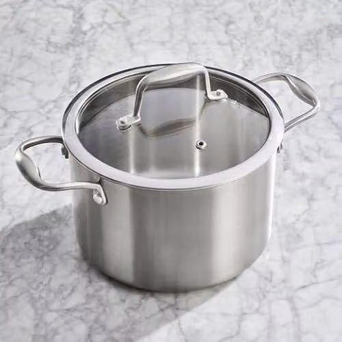 Cooks Professional Tri-Ply Silver Stockpot with Tempered Glass Lid, 20cm Diameter, Aluminium and Stainless-Steel – 2