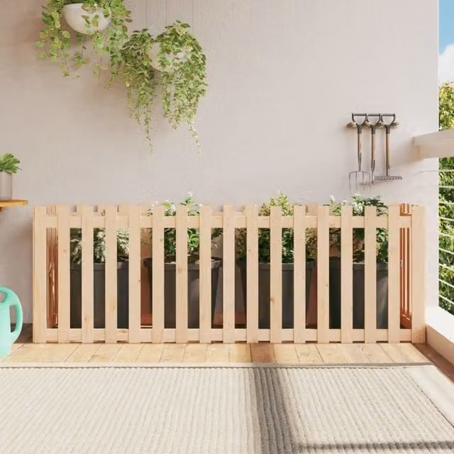 Berkfield Home Garden Raised Bed with Fence Design in Brown Solid Wood, W/D/H: 200 x 50 x 70 cm – 1