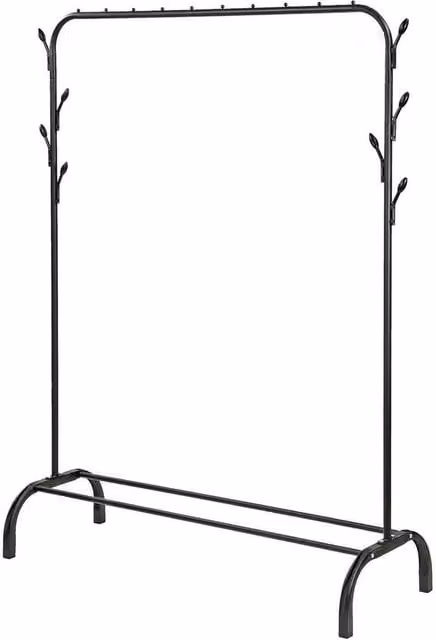 KORVIXA Heavy Duty Metal Clothes Rail Rack in Matt Black, W/H: 80 x 148 cm