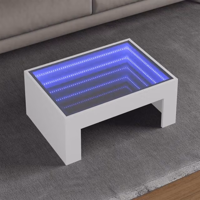 Berkfield Home Infinity LED Coffee Table in White, W/D/H: 70 x 50 x 30 cm – 1