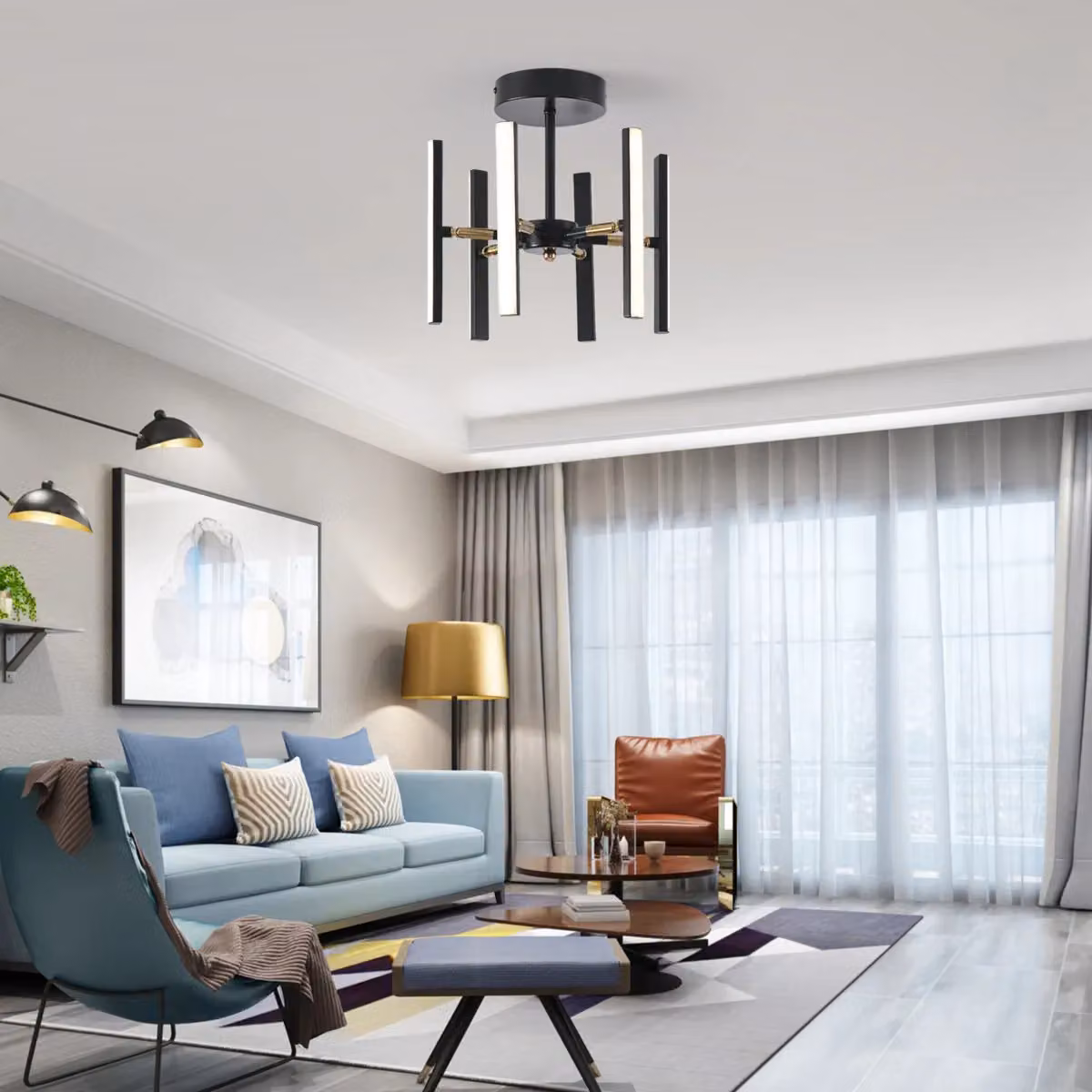 Garwarm 6 Light Sputnik LED Ceiling Chandelier in Black – 2