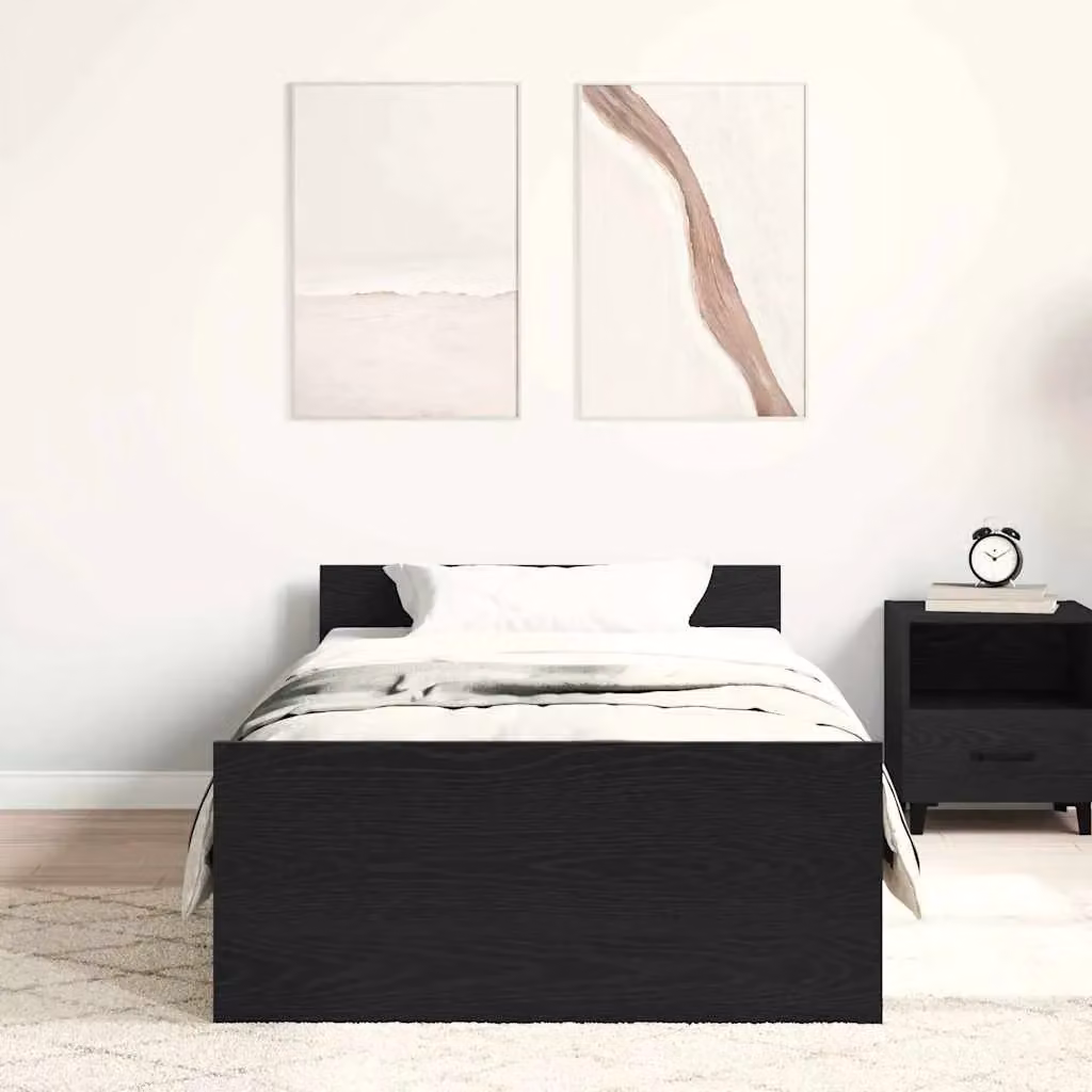 Berkfield Home Black Oak Bed Frame with Lift Up Base in Engineered Wood W/D/H: 190 x 75 x 50 cm – 3