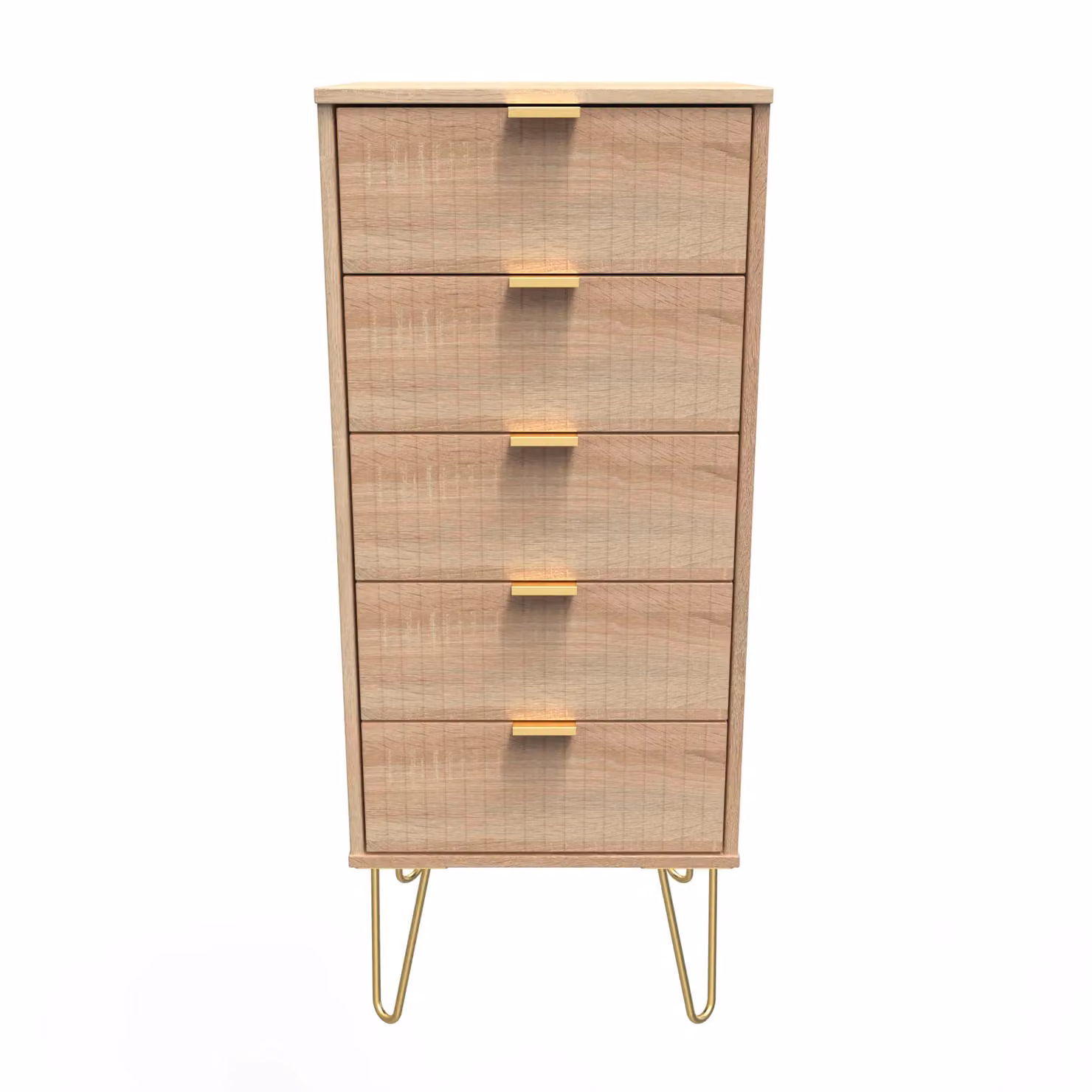 2 U Bexley Ready Assembled 5 Drawer Tall Bedside Cabinet in Light Oak – 2