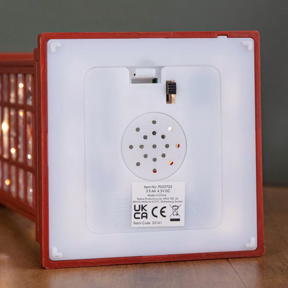 Samuel Alexander Red Christmas Phone Box Water Spinner with Snowman Scene and LED Lights, 25 cm – 3