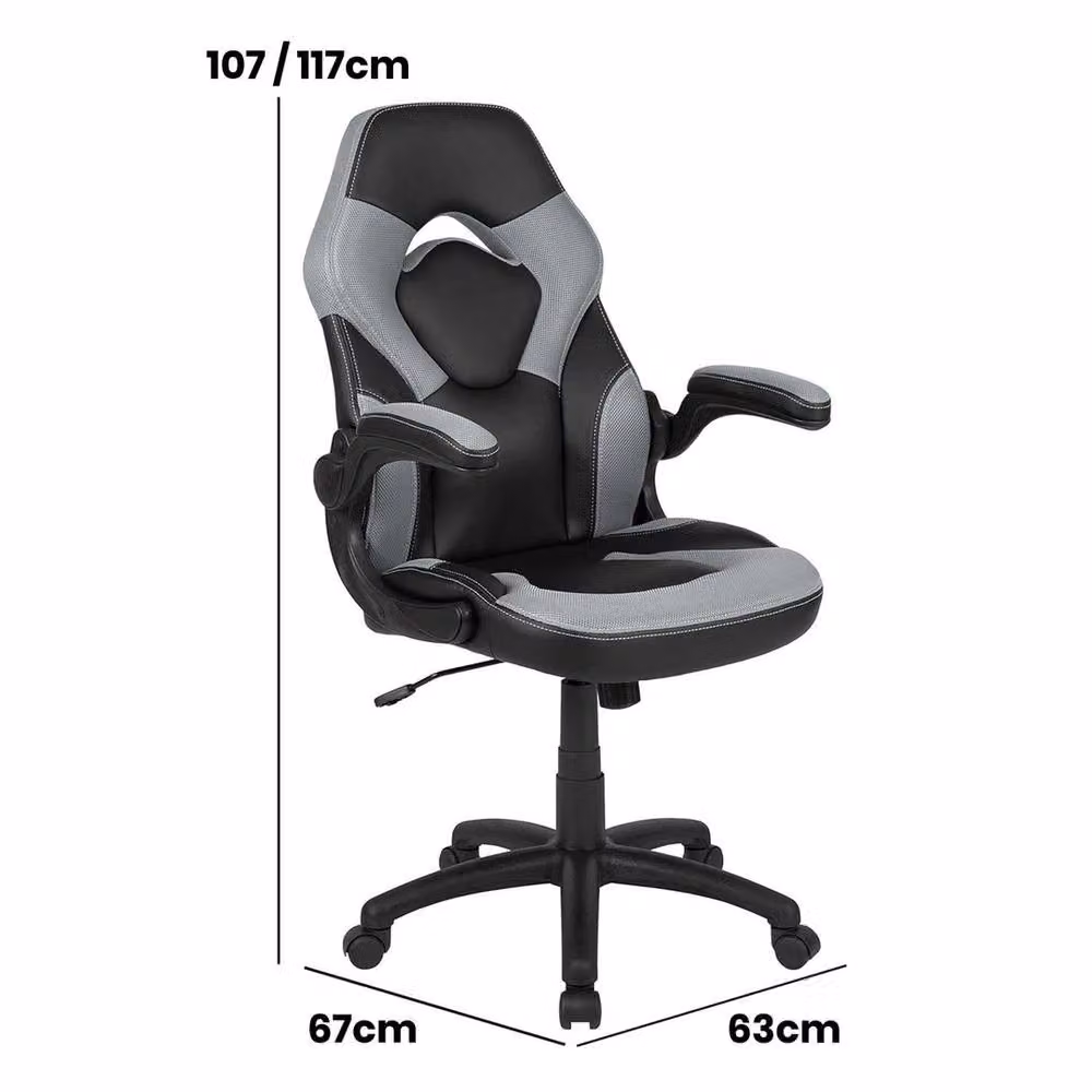 VOGREX Grey X10 Adjustable Height Padded Racing Gaming Chair – 2