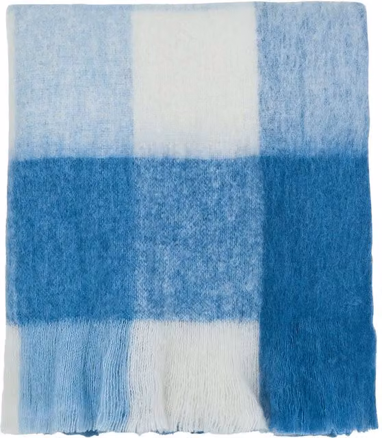 Murmur Ellis Woven Checked Throw with Fringes in Blue and Grey