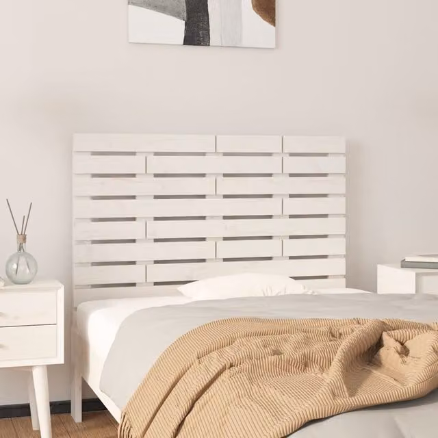 Berkfield Home White Rustic Solid Wood Pine Wall Headboard W/D/H: 96 x 3 x 63 cm – 1
