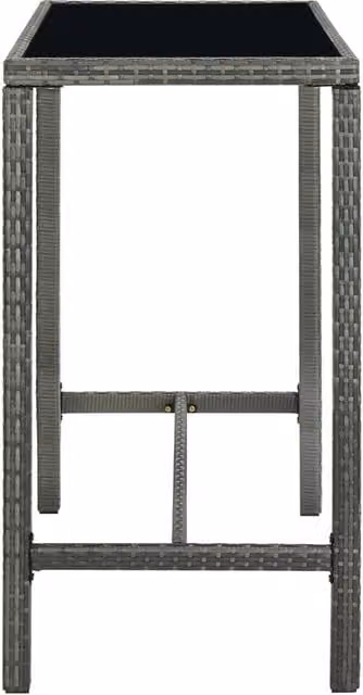 Berkfield Home Grey Poly Rattan and Glass Garden Bar Table, W/D/H: 130 x 60 x 110 cm