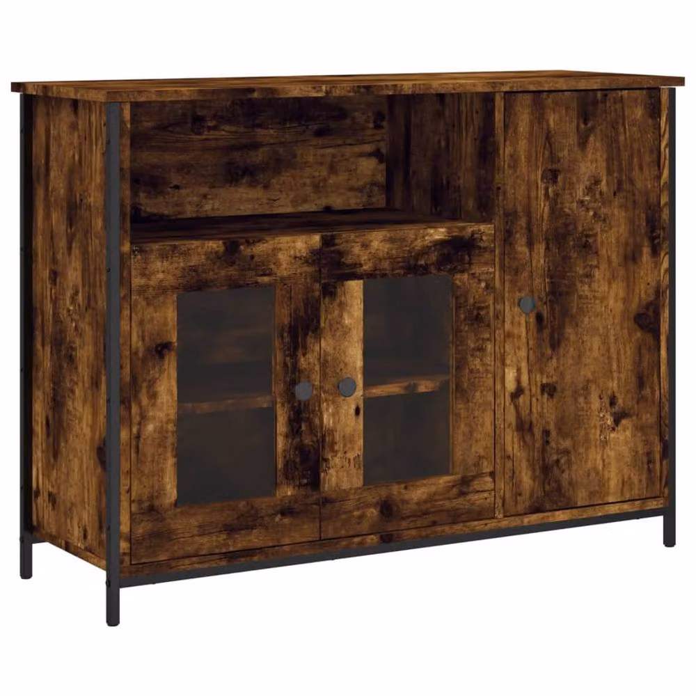 Berkfield Home Smoked Oak Sideboard in Brown, W/D/H: 100 x 35 x 75 cm – 2