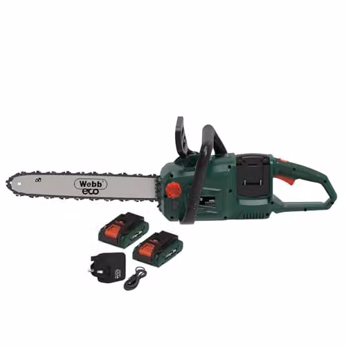 Webb 40V Brushless Chainsaw with 2 x 4Ah Rechargeable Batteries and Charger, Green – 1