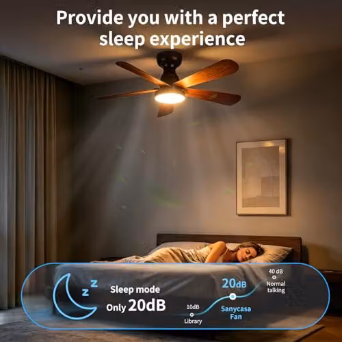 Resmo Modern LED Ceiling Fan with Dimmable Light and Remote Control, Black or Brown – 4