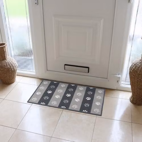 JVL Machine Washable Pet Mat with Paw Prints Design in Brown or Grey, W/D: 40 x 70 cm – 4